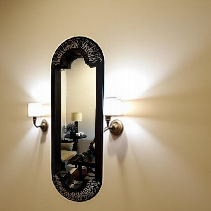 Oval Mirror with Carved Panels – Timeless Charm : Aaina 22