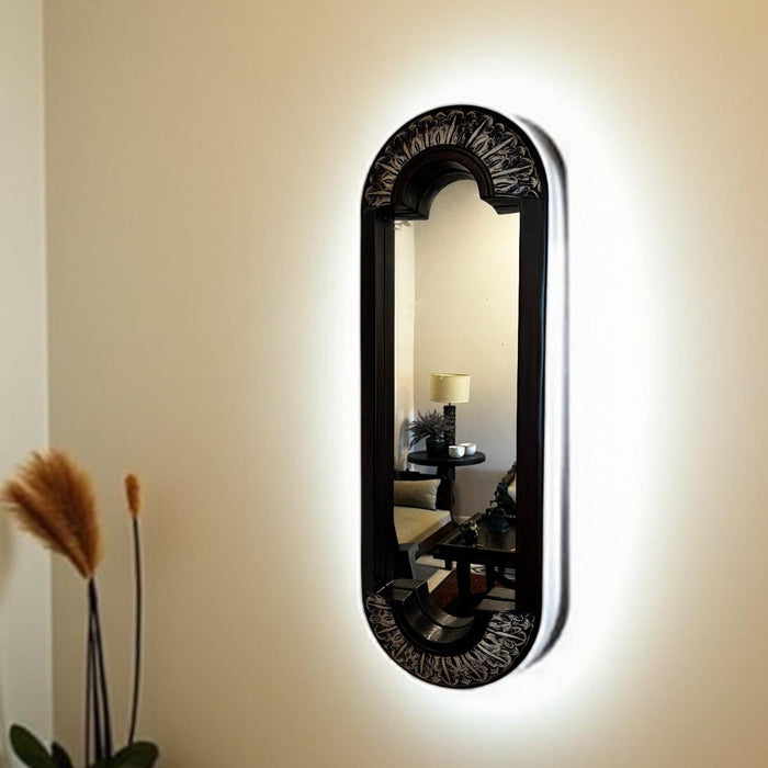 Oval Mirror with Carved Panels – Timeless Charm : Aaina 22