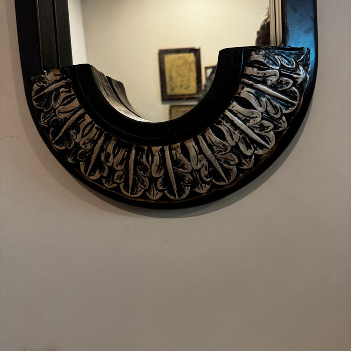 Oval Mirror with Carved Panels – Timeless Charm : Aaina 22