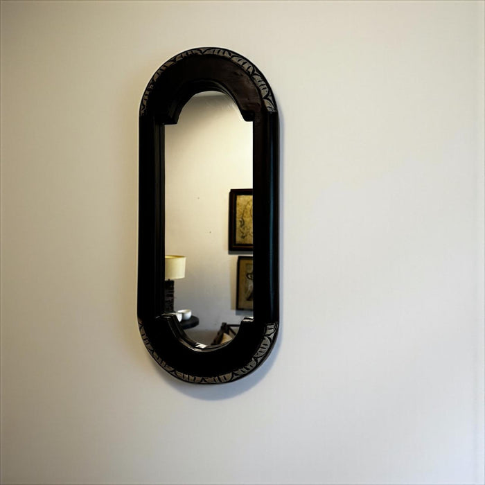 Oval Mirror with Carved Panels – Timeless Charm : Aaina 17