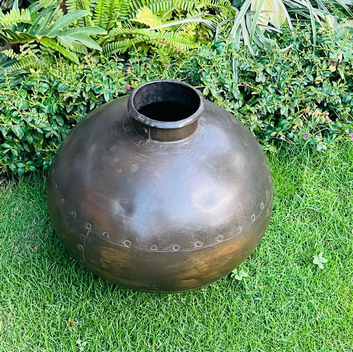 Aarna 6 :   Vintage Metal   Matka  Planter ( 12 inches )