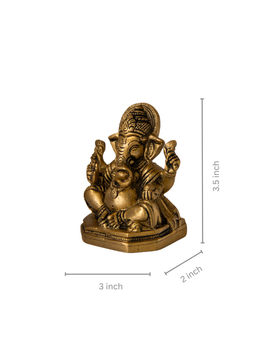 Ganesha Brass Idol Sitting Square Base