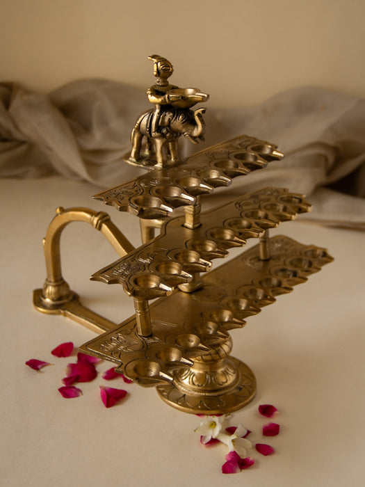28 Brass Diyas Aarti With Handle