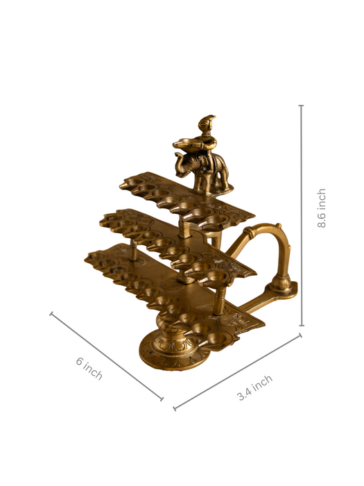 28 Brass Diyas Aarti With Handle