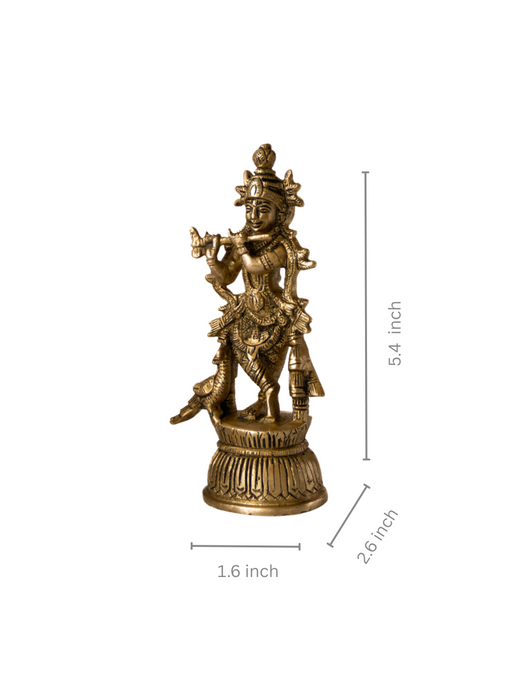 Krishna Brass Idol playing the flute