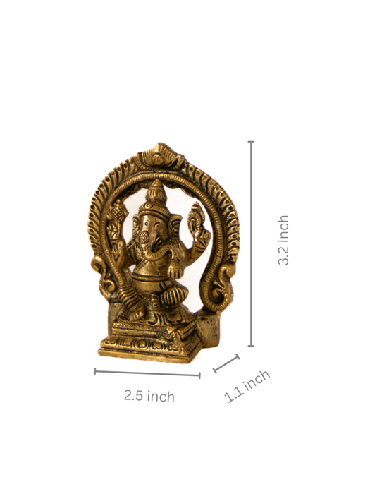 Laxmi Ganesh Brass Idols Sitting With a Ring