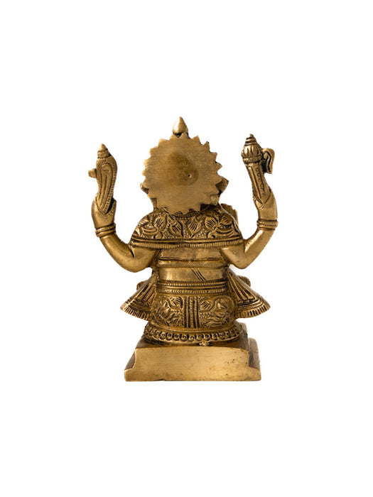 Ganesh Sitting Brass Idol on a Square Base