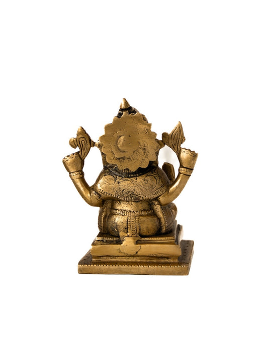 Ganesha Brass Idol Sitting on a Square Base