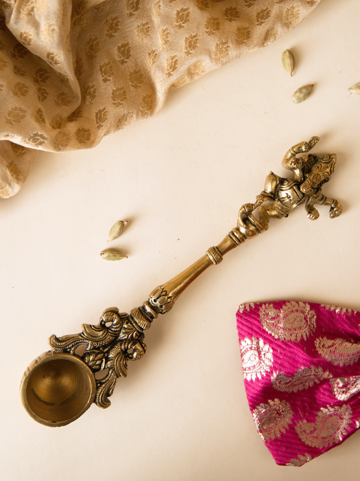 Brass Dancing Ganesha Pooja Spoon