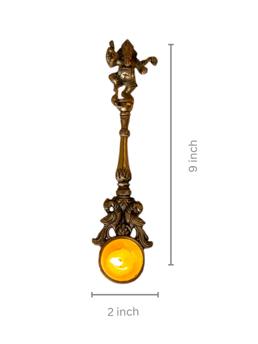 Brass Dancing Ganesha Pooja Spoon