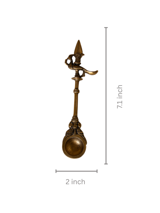 Brass Dancing Peacock Pooja Spoon