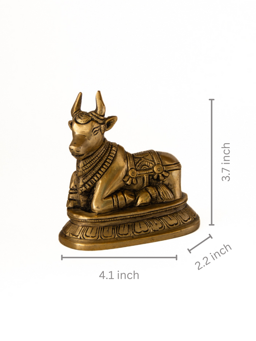 Brass Nandi Sitting On Base