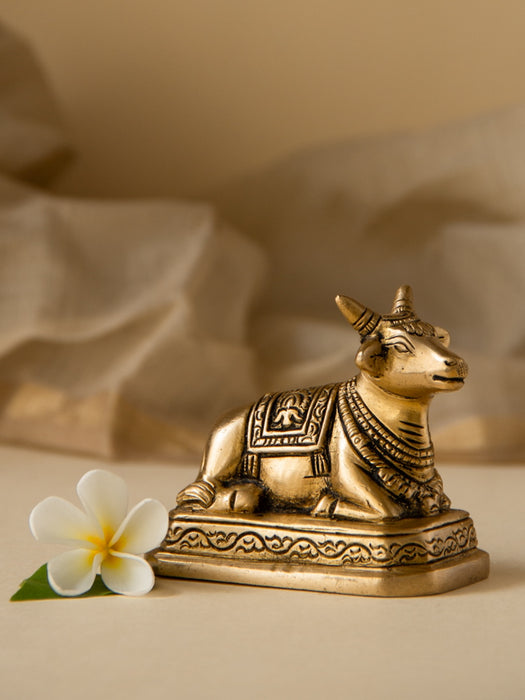 Brass Nandi Sitting On Base