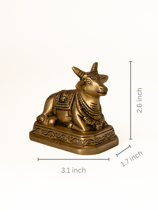Brass Nandi Sitting On Base