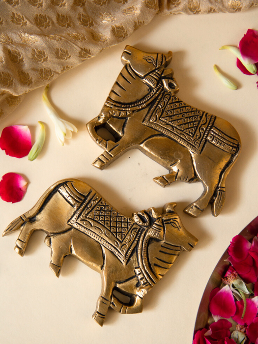 Brass Nandi Wall Hanging  Set Of  2