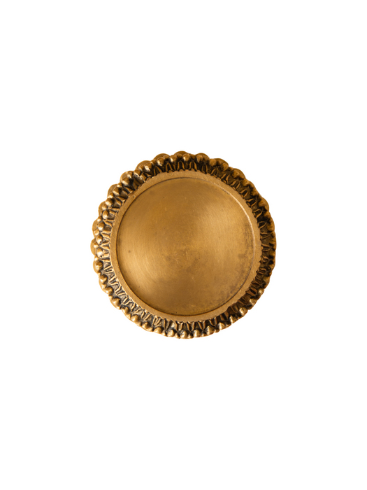 Intricately Carved Brass Jewel Round Box