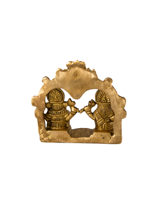 Brass Ganesh Laxmi Sitting With Ring Mandir