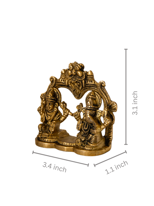 Brass Ganesh Laxmi Sitting With Ring Mandir
