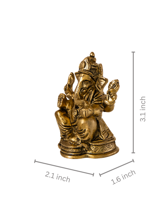 Brass Ganesha Sitting on a Decorative Base