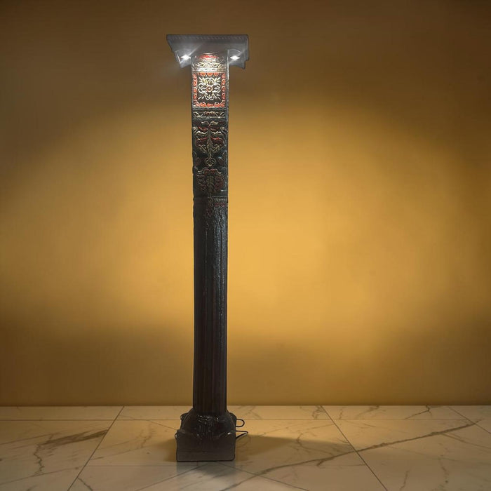 Vintage Carved Pillar in Solid Teak Wood : Stambh 4
