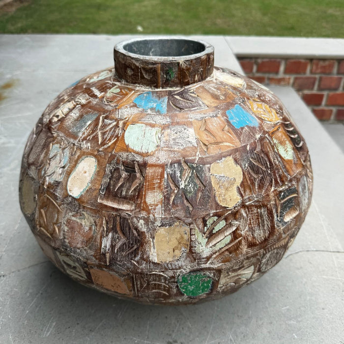Aasira :  Wooden Matka  planter ( Sold Individually)