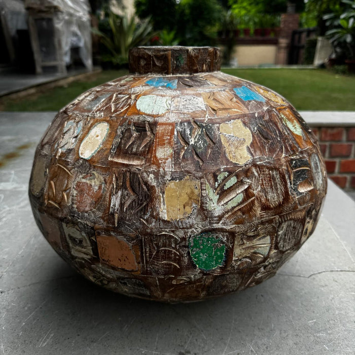 Aasira :  Wooden Matka  planter ( Sold Individually)