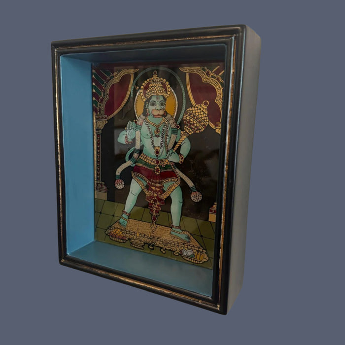 Wooden Framed Glass Tanjore : Bajrangbali