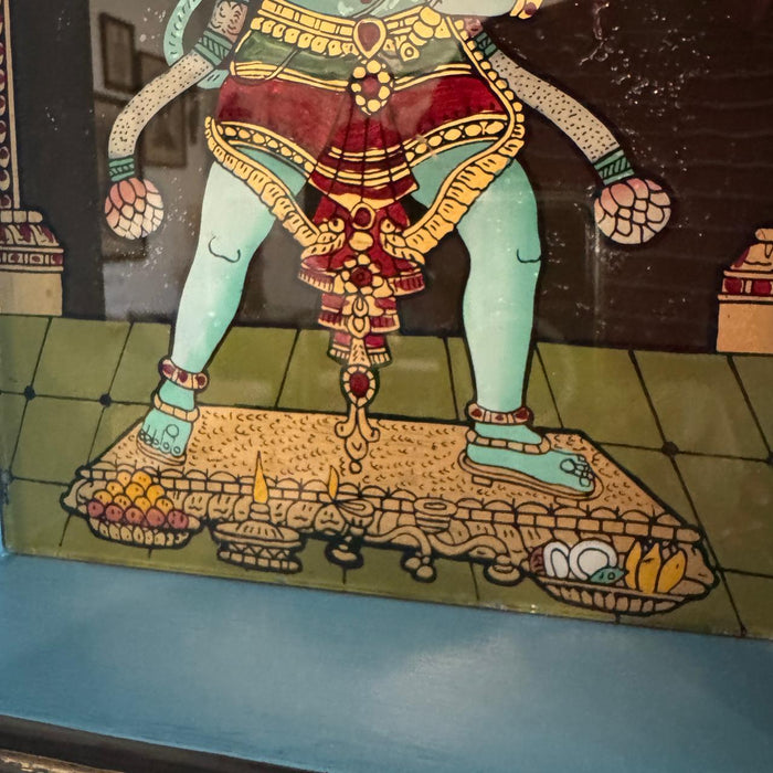 Wooden Framed Glass Tanjore : Bajrangbali
