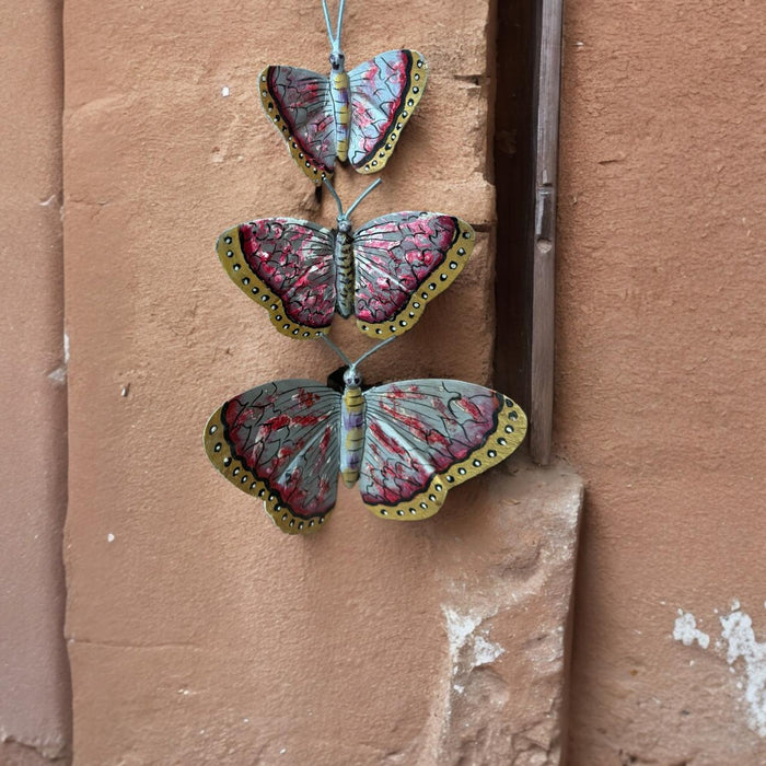 Corner metal butterflies - Pink Metal Butterflies ( set of 3) : L, M, S