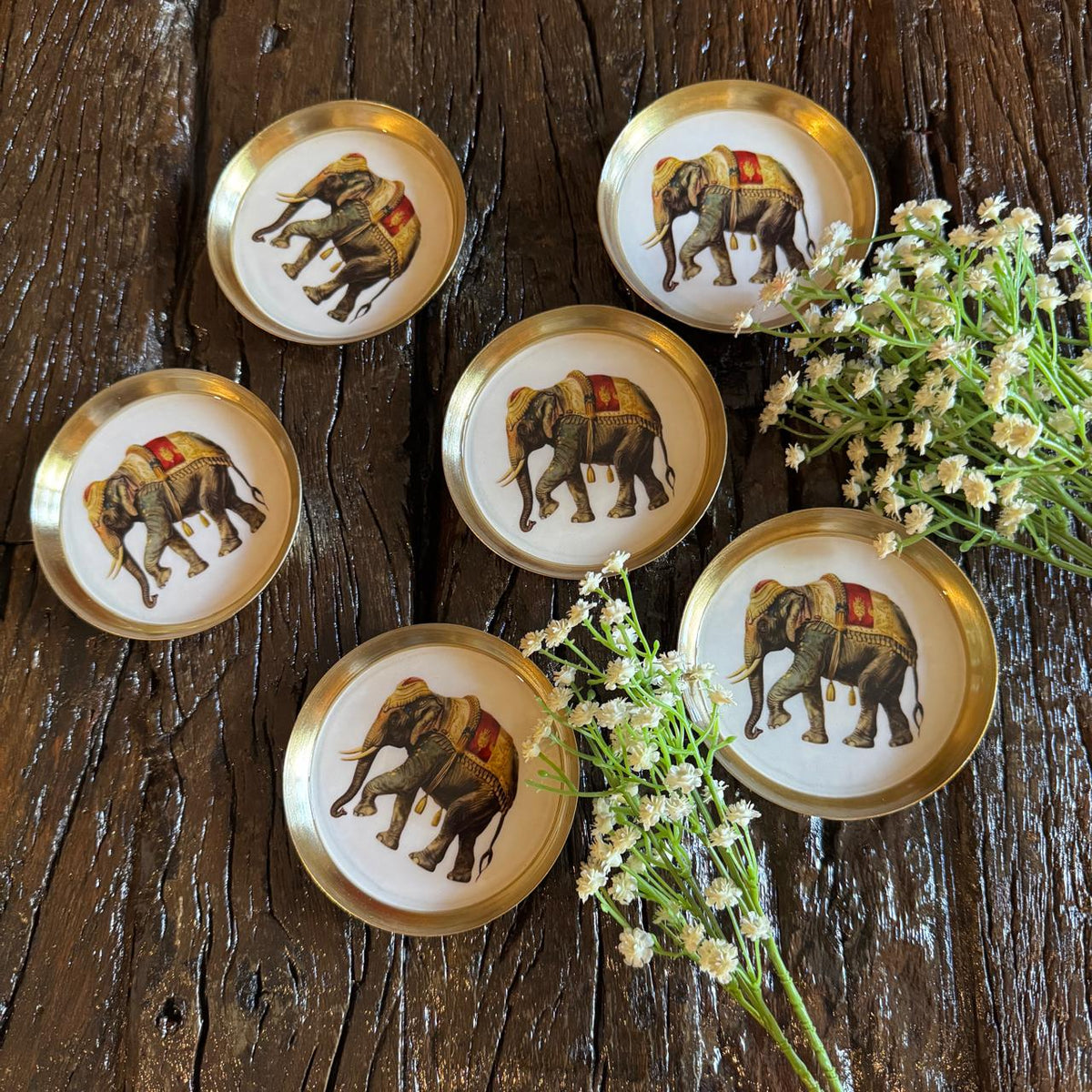 Set of 6 Metal Coasters – Stylish & Functional- 2 — Khojcrafts
