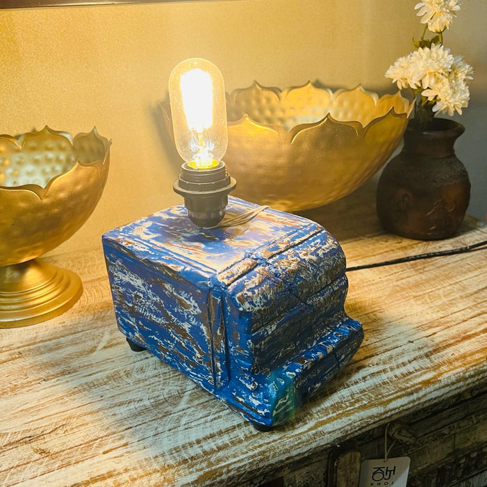 Chirag -3 : Retro Style Blue Wooden Lamp