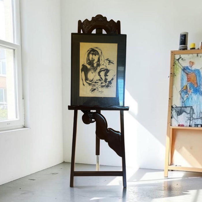 Parrot Easel in Vintage Teak Wood