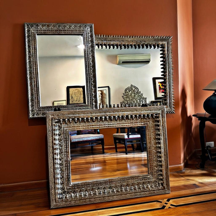 Carved Wooden Mirror : Aaina 27
