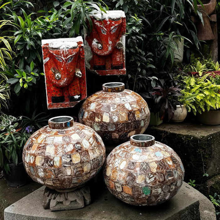 Aasira :  Wooden Matka  planter ( Sold Individually)