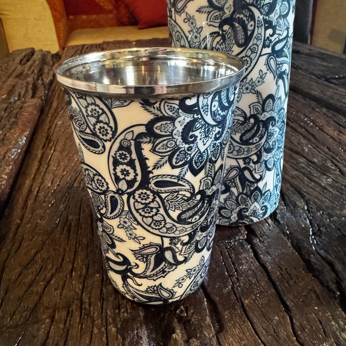 Paisley Print Stainless Steel Flask & Glass Gift Set