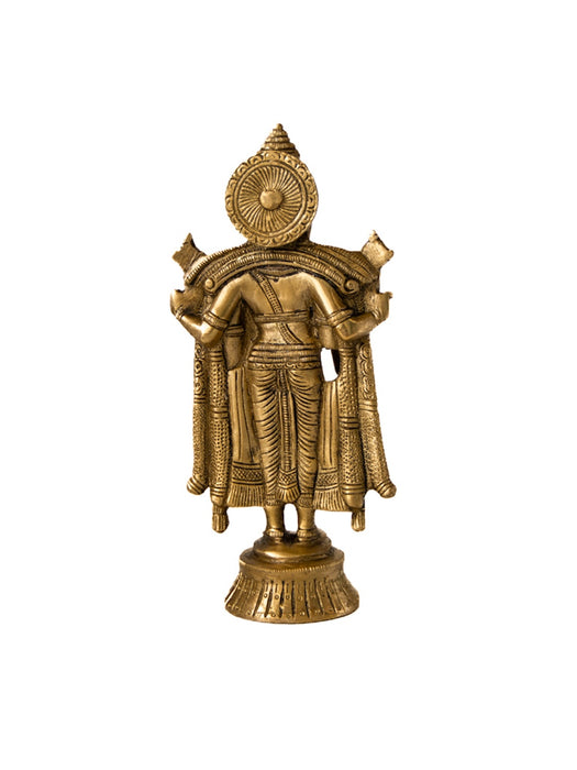 Brass Lord Tirupati Balaji Standing With Chakra & Conch