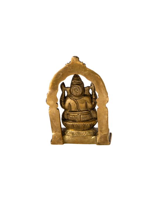 Brass Ganesh Seated With Prabhavali Yali