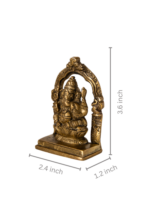 Brass Ganesh Seated With Prabhavali Yali