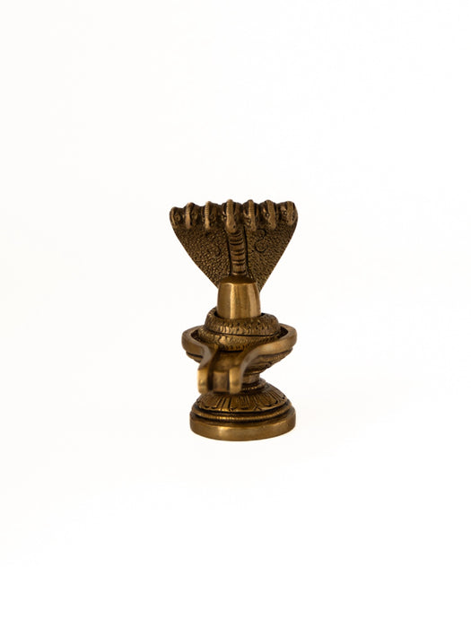 Shiv Lingam Brass Idol with Serpent, Eternal Purity and Divine Presence