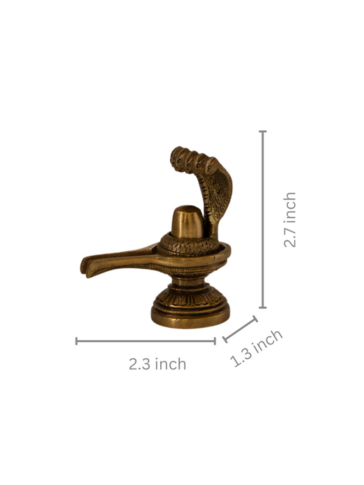 Shiv Lingam Brass Idol with Serpent, Eternal Purity and Divine Presence