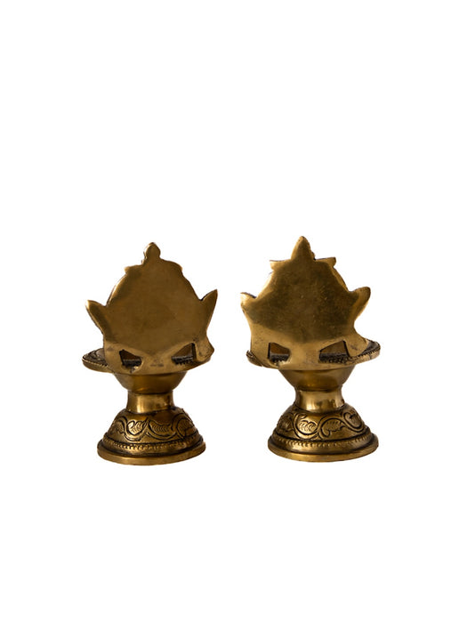 Brass Shankh Chakra Diya (Set of 2)