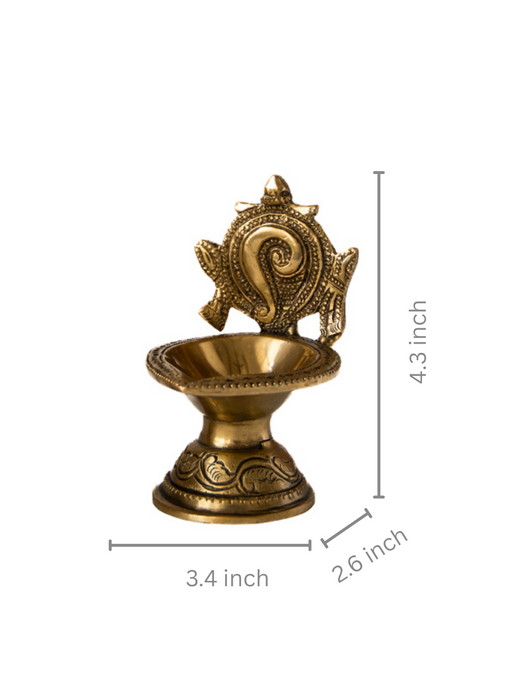 Brass Shankh Chakra Diya (Set of 2)