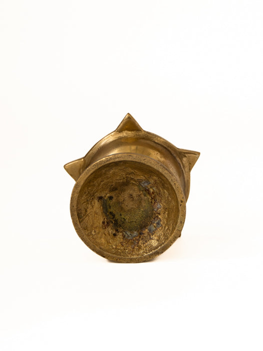 Phool Carved Brass Diya – Handcrafted 5-Wick Oil Lamp