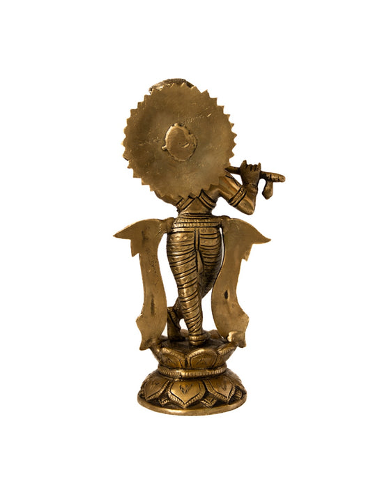 Lord Krishna Brass statue playing the flute