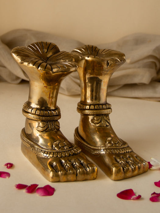 Goddess Lakshmi Brass Charan Paduka