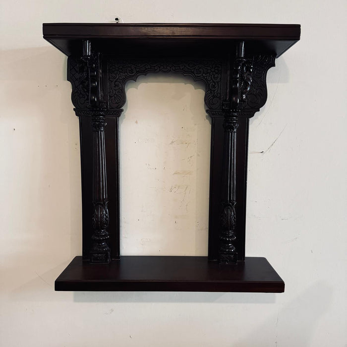 Beautiful Carved Wooden Jharokha with a Rich, Dark Polish : Haya 2 ( 3 feet)