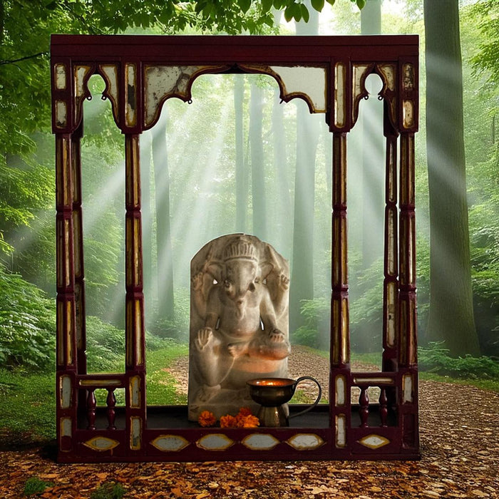 Vintage Jharokha / Mandir – Red and Gold Opulent Jharokha : Haya 6