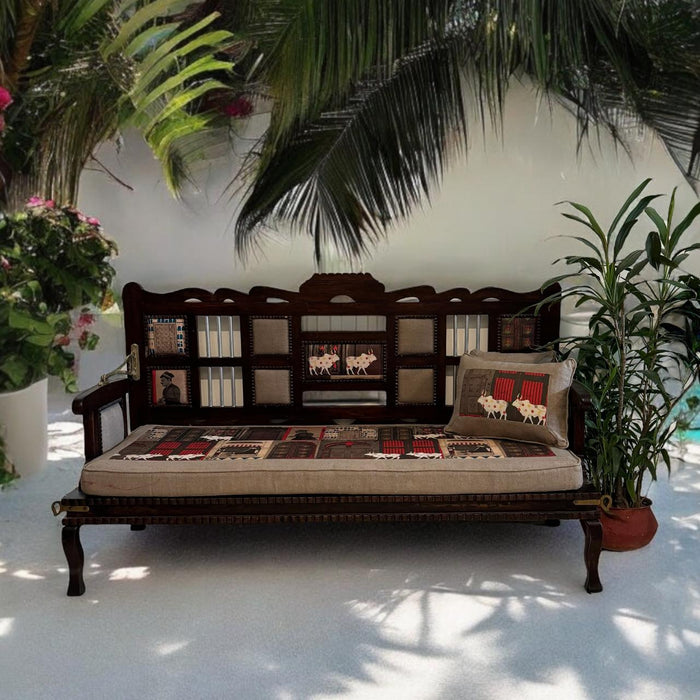 Vintage Wooden bench with Modern Upholstery : Parvez