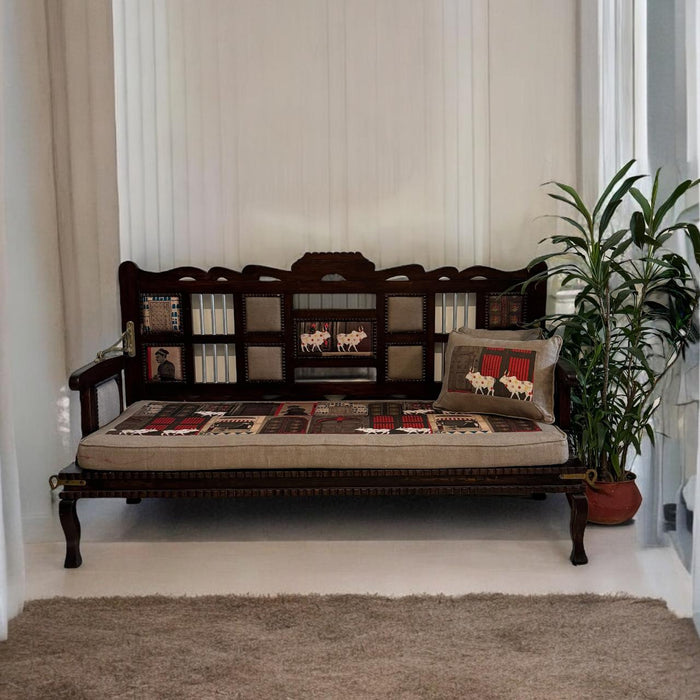 Vintage Wooden bench with Modern Upholstery : Parvez