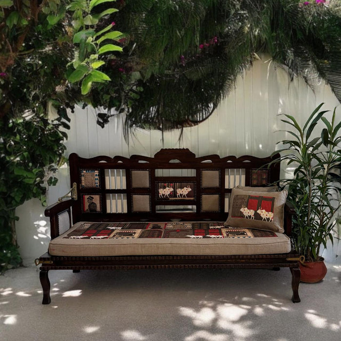 Vintage Wooden bench with Modern Upholstery : Parvez